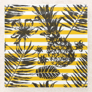 Dessous-de-verre En Verre Ananas tirés par la main