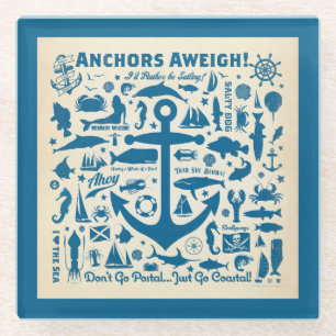 Dessous-de-verre En Verre Ancres Aweigh !