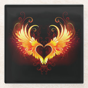 Dessous-de-verre En Verre Angel Fire Heart with Wings