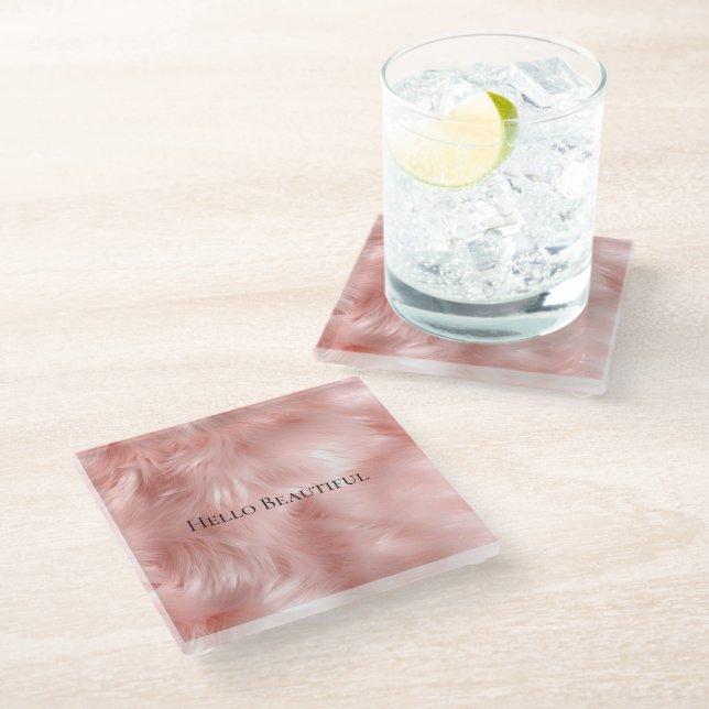 Dessous-de-verre En Verre Animal rose pâle (Incliné)