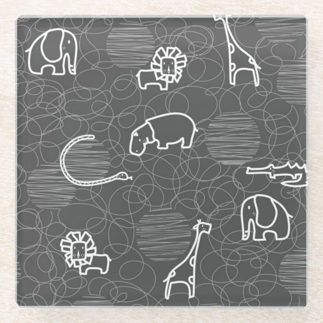 Dessous-de-verre En Verre animaux 5 de safari (Devant)