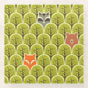 Dessous-de-verre En Verre Animaux forestiers Motif Vintage