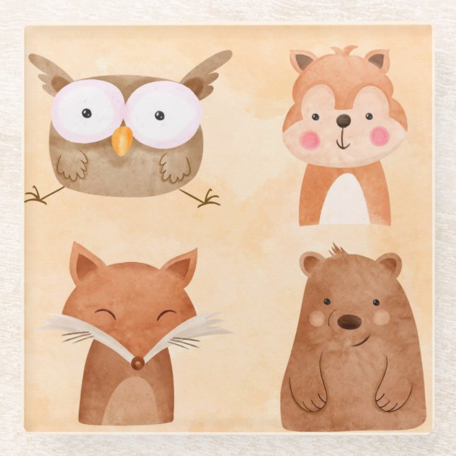 Dessous-de-verre En Verre Animaux Mignons (Devant)