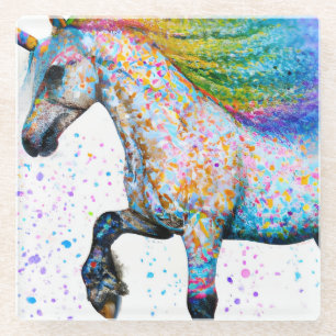 Dessous-de-verre En Verre Appaloosa colorée Unicorn