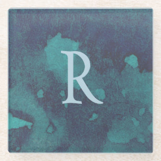 Dessous-de-verre En Verre Aquarelle bleu Modèle