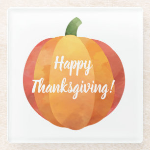 Dessous-de-verre En Verre Aquarelle Citrouille bon thanksgiving
