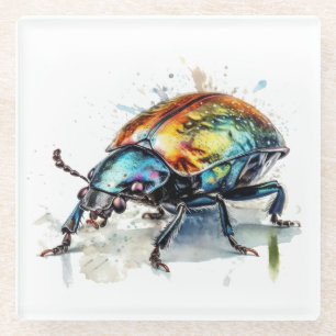 Dessous-de-verre En Verre Aquarelle du coléoptère iridescendant