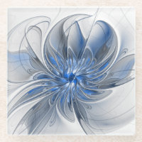 Aquarelle gris bleu Abstrait Fractal Art Flower