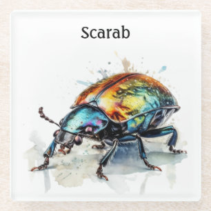 Dessous-de-verre En Verre Aquarelle Iridescente Beetle, personnalisé