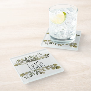 Dessous-de-verre En Verre Aquarelle tendance Botanique Personnalisée