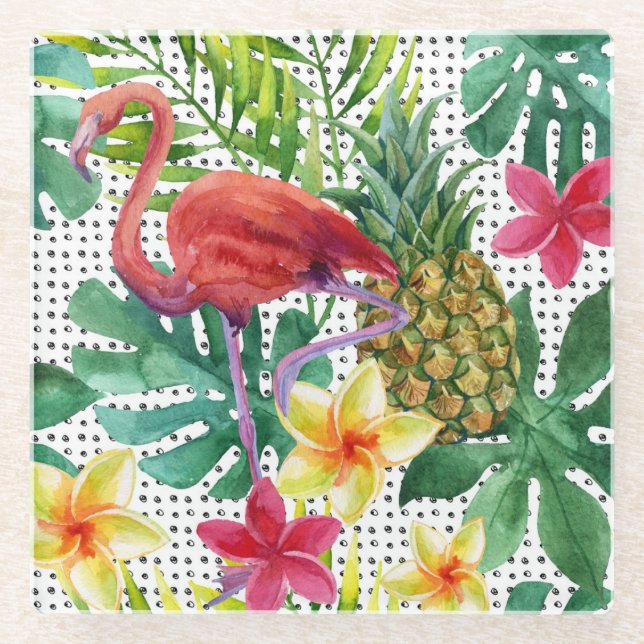 Dessous-de-verre En Verre Aquarelle tropicale (Devant)