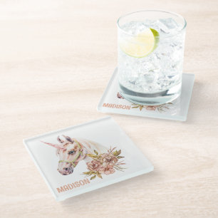 Dessous-de-verre En Verre Aquarelle Unicorne