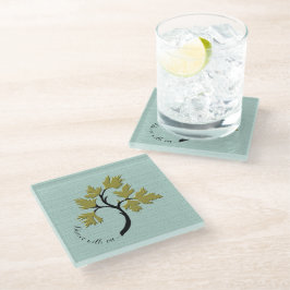 Dessous-de-verre En Verre Arbre dansant personnalisé Vert olive