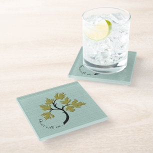 Dessous-de-verre En Verre Arbre dansant personnalisé Vert olive
