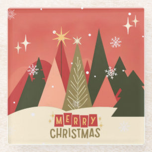 Dessous-de-verre En Verre Arbre de Noël rétro/Vintage