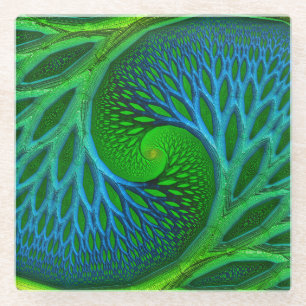 Dessous-de-verre En Verre Arbre De Vie Fractale Spirale
