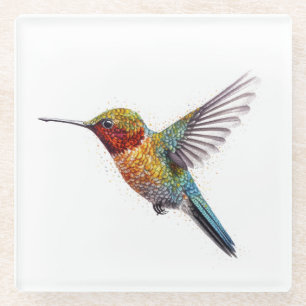 Dessous-de-verre En Verre Arc en ciel : L'art des colibris