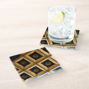 Dessous-de-verre En Verre Architecture Black Gold