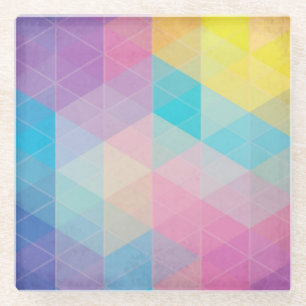 Dessous-de-verre En Verre Arrière - plan abstrait coloré de triangles