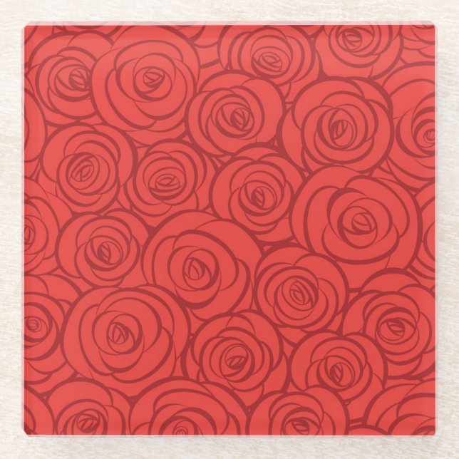 Dessous-de-verre En Verre Arrière - plan abstrait de roses rouges (Devant)