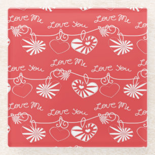 Dessous-de-verre En Verre Arrière - plan de Saint Valentin