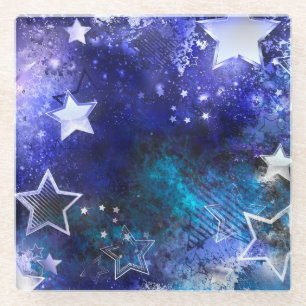 Dessous-de-verre En Verre Arrière - plan spatial avec étoiles