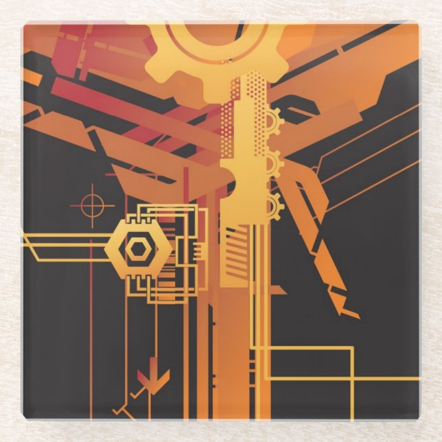 Dessous-de-verre En Verre Arrière - plan tramé technique (Devant)