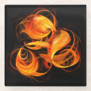 Dessous-de-verre En Verre Art Abstrait Fireball