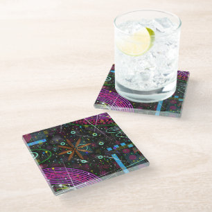 Dessous-de-verre En Verre Art abstrait : Satellite