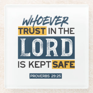 Dessous-de-verre En Verre Art de citation biblique - Proverbes 29:25 Confian