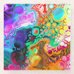 Dessous-de-verre En Verre  Art moderne Abstrait des fluides  