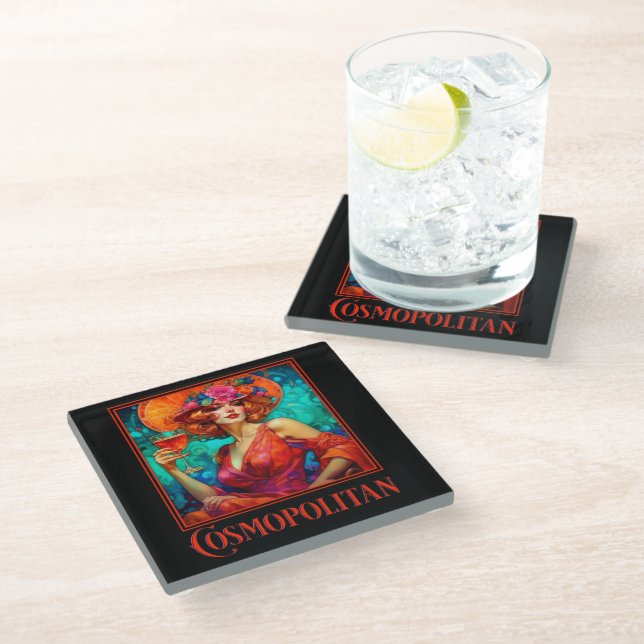 Dessous-de-verre En Verre Art Nouveau Cosmopolite (Incliné)