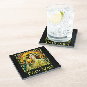 Dessous-de-verre En Verre Art Nouveau Pisco Sour
