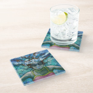 Dessous-de-verre En Verre Art sous la nage aquatique