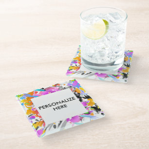DESSOUS-DE-VERRE EN VERRE ART SPLATTER PUNK GRUNGE