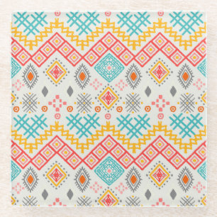 Dessous-de-verre En Verre Art tribal : imprimé géométrique boho.