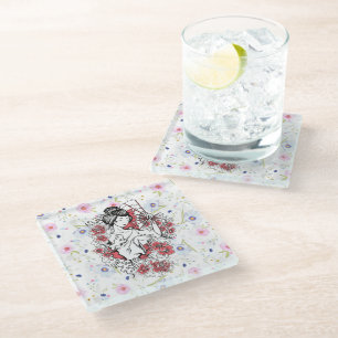 Dessous-de-verre En Verre Asiatique floral