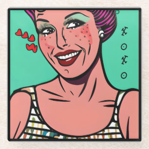 Dessous-de-verre En Verre Assez Rétro Pop Art XOXO