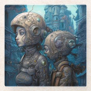 Dessous-de-verre En Verre Astronaut Girls Surreal Science Fiction