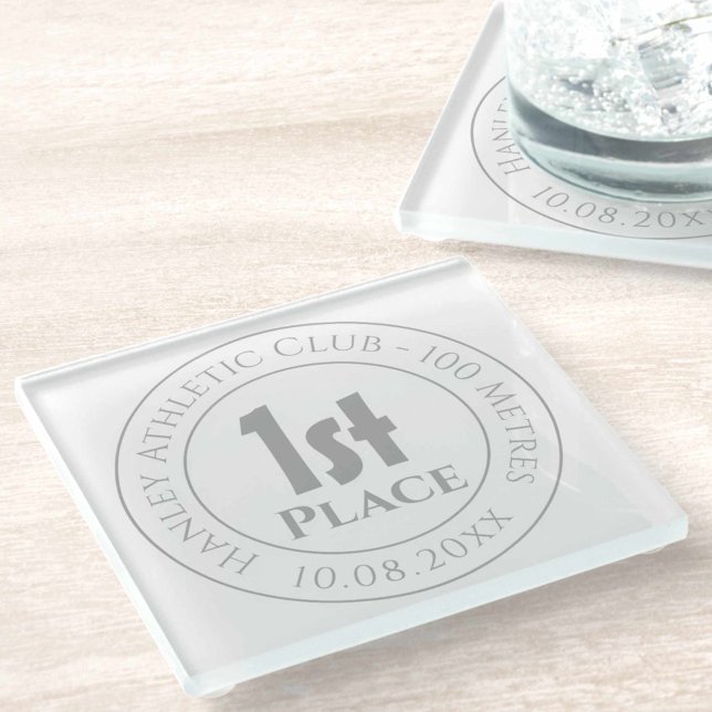Dessous-de-verre En Verre Athlétisme 1er Prix Trophée (Créateur téléchargé)