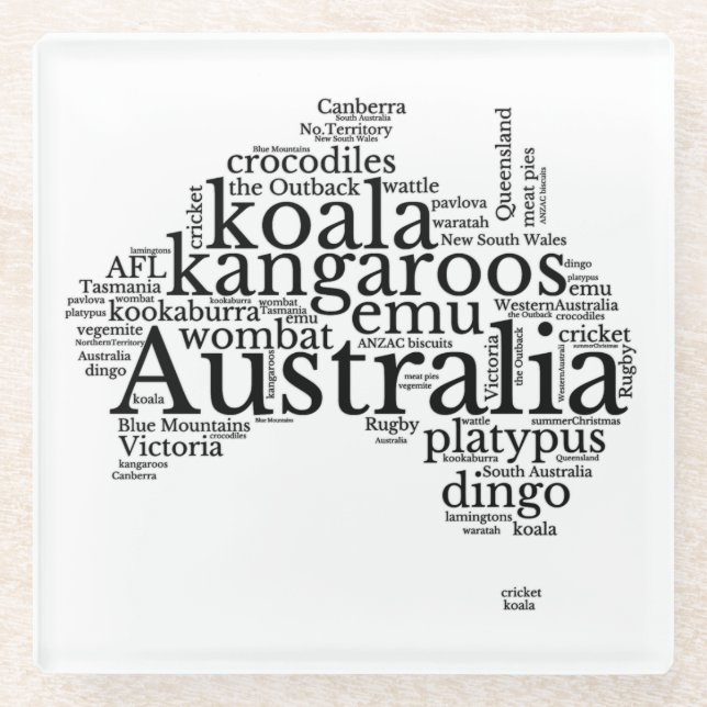 Dessous-de-verre En Verre Australie Carte Word Art (Devant)