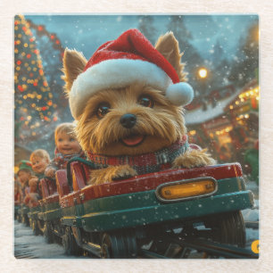 Dessous-de-verre En Verre Australie Terrier Dog Roller Dessous de verre Noël
