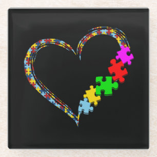 Dessous-de-verre En Verre Autiste  Pièce du puzzle du coeur de la Sensibilis