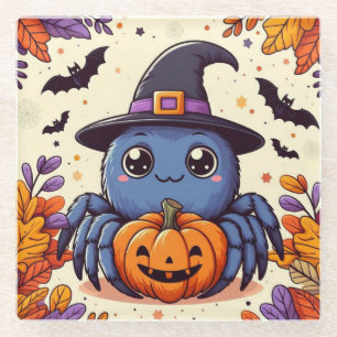 Dessous-de-verre En Verre Automne/automne/araignée/sorcière/halloween