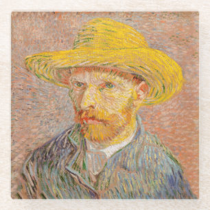 Dessous-de-verre En Verre Autoportrait de Vincent Van Gogh avec chapeau de p