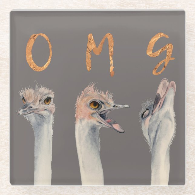Dessous-de-verre En Verre Autruches d'OMG (Devant)