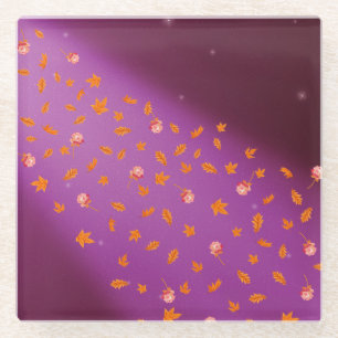 Dessous-de-verre En Verre Autumn quitte Rose nuit Sky Glass Dessous de verre