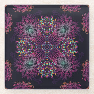 Dessous-de-verre En Verre Aztec géométrique, vintage motif sans couture.