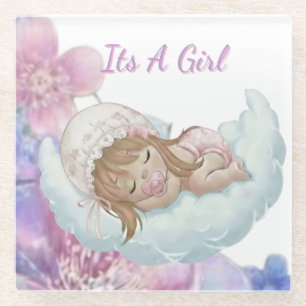 Dessous-de-verre En Verre Baby shower Céleste