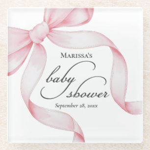 Dessous-de-verre En Verre Baby shower de boule rose